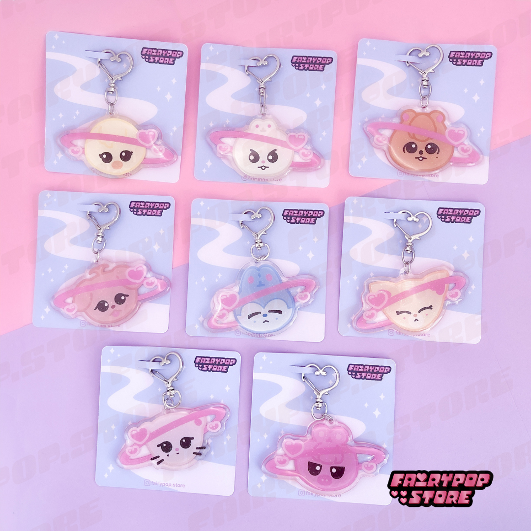 Planet Love Keychains (glitter)