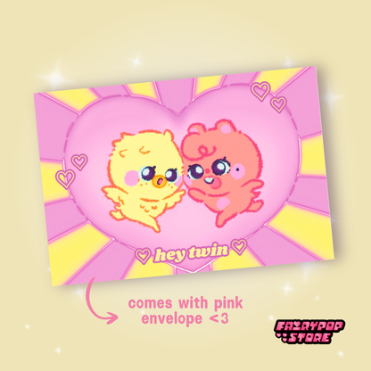 HEY TWIN Greeting Card ✶⋆.˚